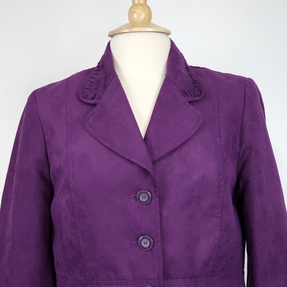 Alfred Dunner Purple City Smarts Brushed Feel Button Front Blazer NWT Size 10P - Picture 2 of 14